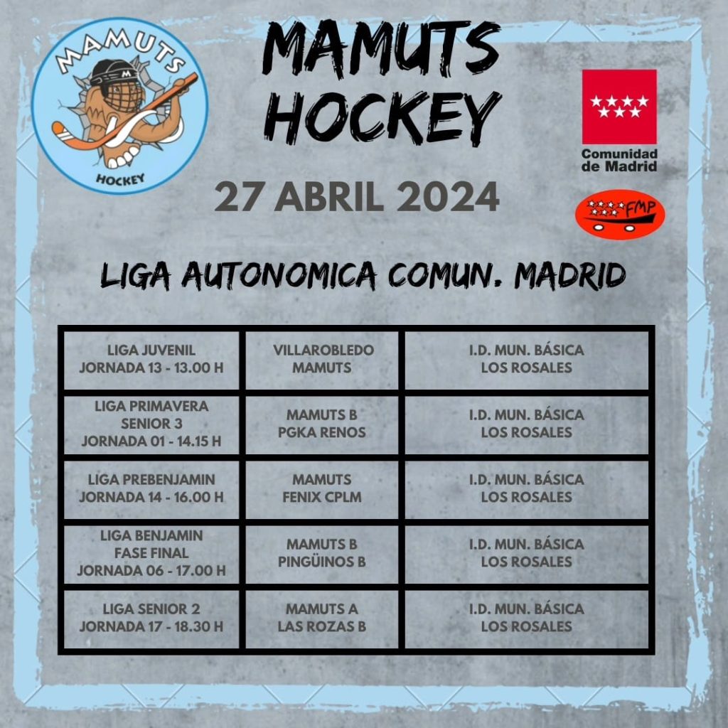 Horario de partidos Mamuts Hockey el 27 de abril de 2024